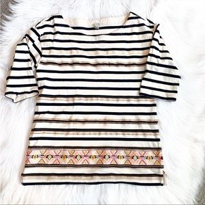 J. Crew Neon Aztec Print Embroidered Top